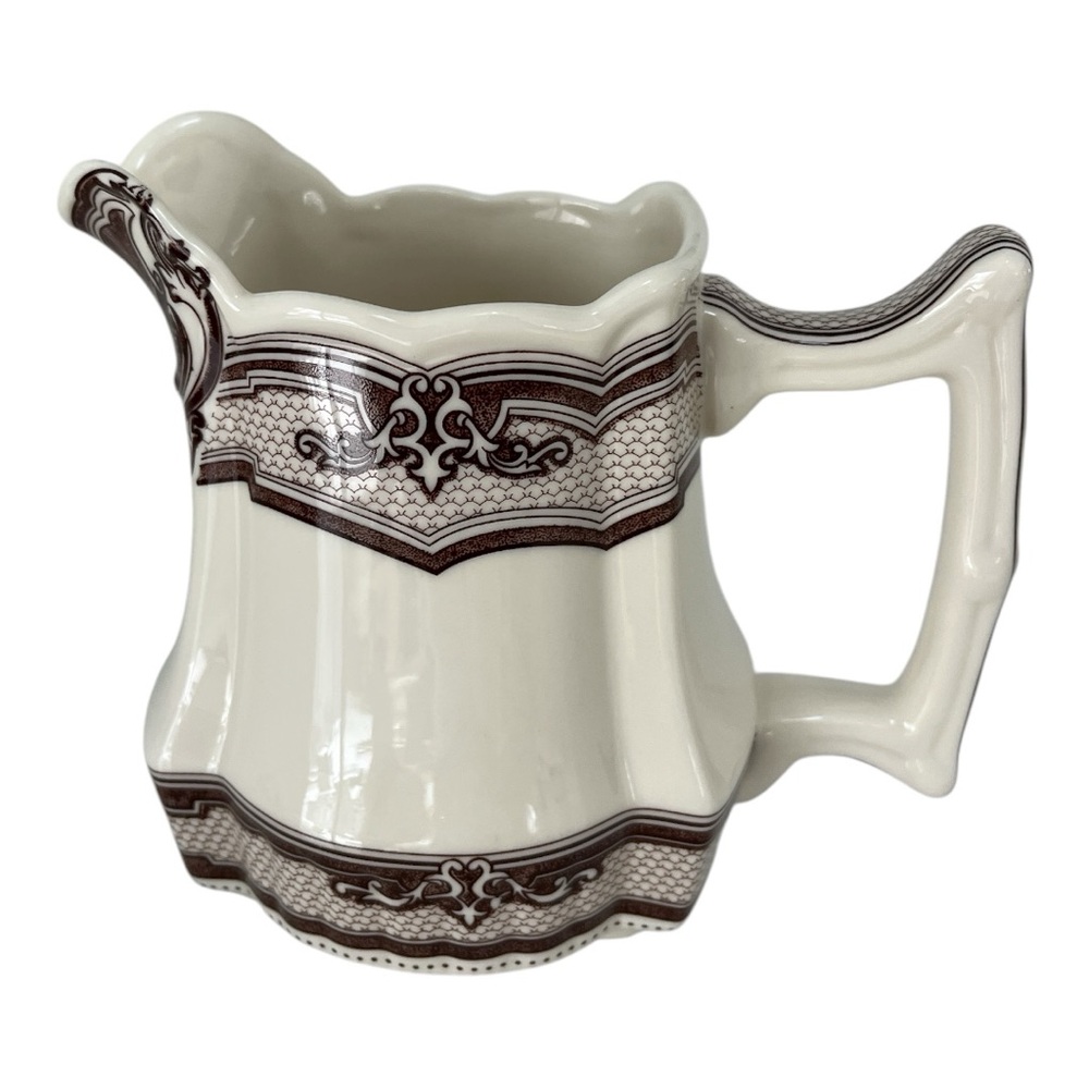 Two’s Company Vintage Small Cream Brown Transferware Pitcher Creamer Vase